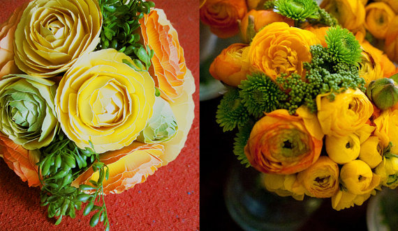 Artsy Vintage Handmade Wedding Paper Flower Bouquets