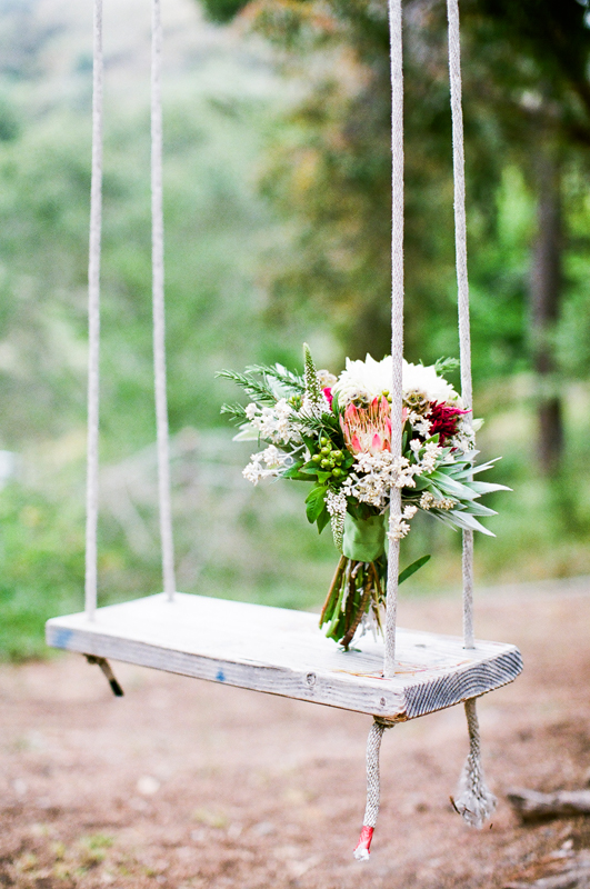 bouquet on a swing