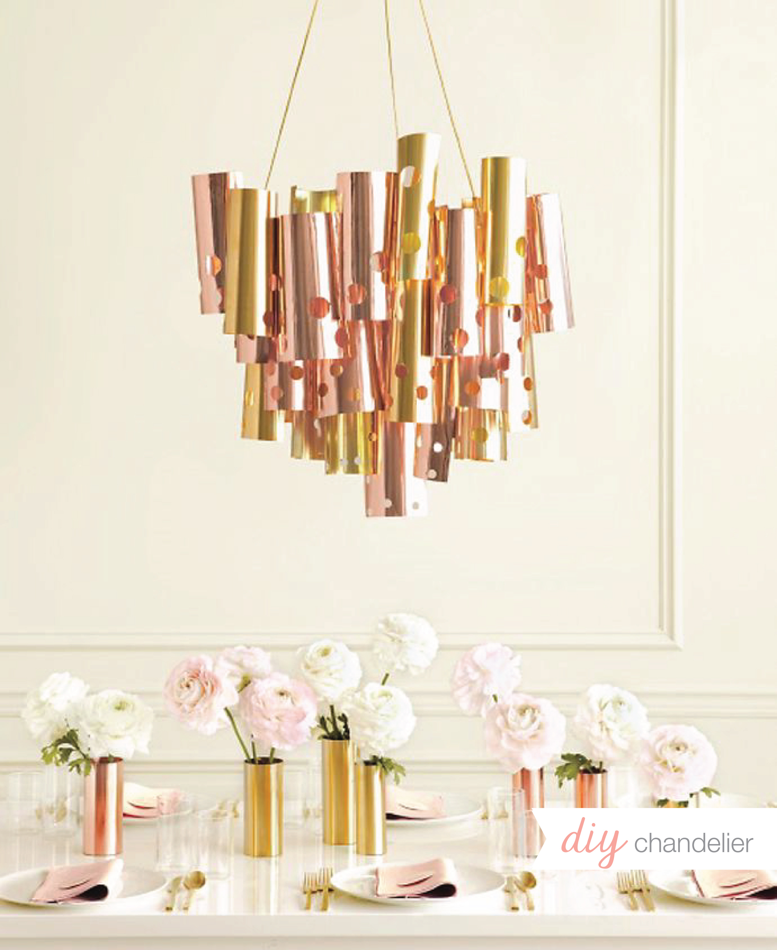 impressive chandelier from budget-friendly metal sheets for your wedding table