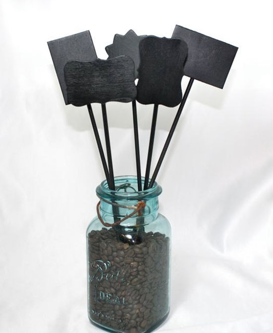 chalkboard party signs on a stick for weddings, receptions, or partys with a variety of shapes and styles available