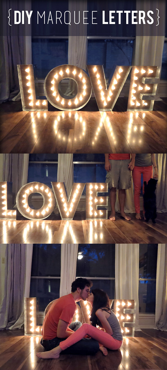 A beautiful diy tutorial for marquee letters and lights by an inspiring couple
