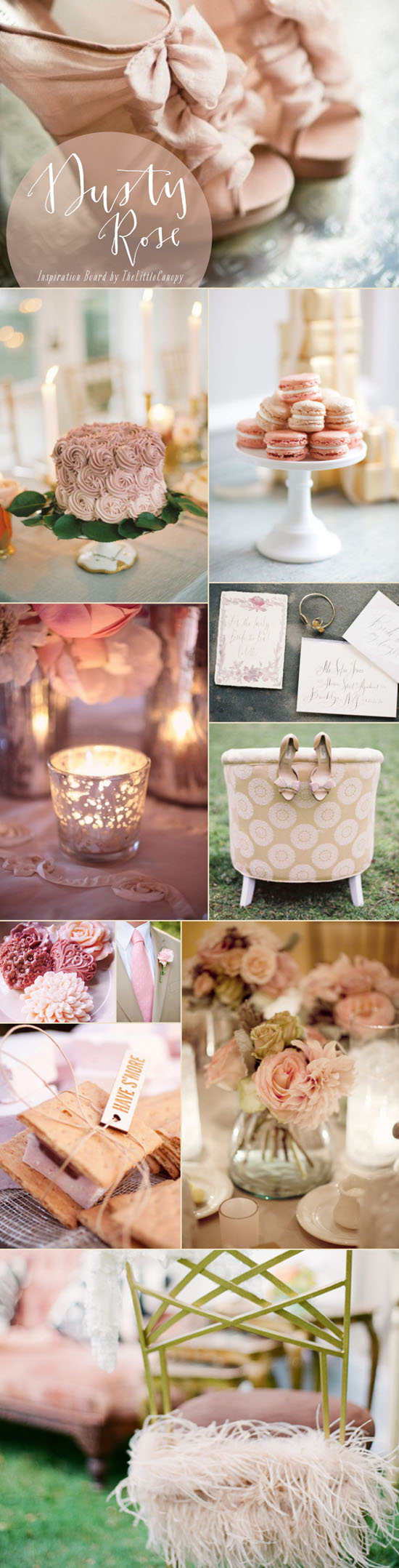 This week's inspiration board is a soothing and romantic dusty rose color theme! Such a beautiful color that can be used in so many ways to create a relaxed and sweet atmosphere. Enjoy!