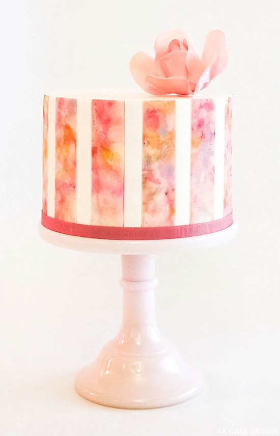 How gorgeous is this watercolor cake? Swoon, drool, and repeat! Inspired by a painting by Rex Ray, Allison Kelleher of AK Cake Design explores the creative process of watercoloring a cake. This is a great diy project for those who want a unique and sweet cake (pun intended!) on their special day!  Watercolor Cake by AK Cake Design :: Steps here!