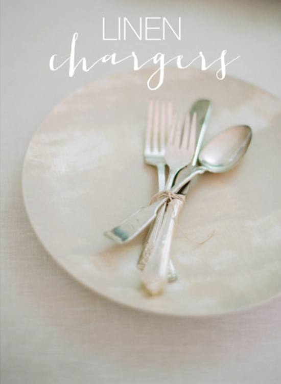 If you have a specific look you want and can't find it anywhere? DIY! This tutorial shows you how to make your own linen pattern chargers! (Chargers are plates that go under the meal plate.) Perfect for those who are looking for natural and nude looks.