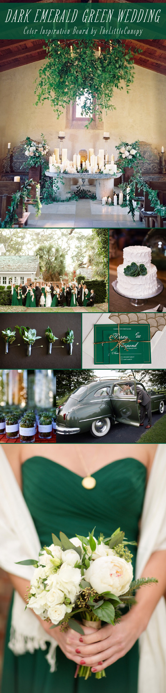 wedding-inspiration-board-dark-emerald-green-color-theme